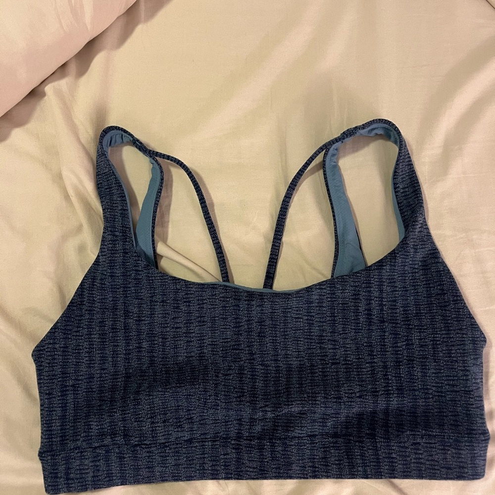 Athleta Navy Blue Striped Sports Bra Size M